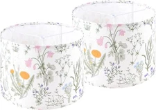Set of 2 Drum Lampshades Floral Printed Lamp Shades - 13" x 13" x 10" - Ideal...