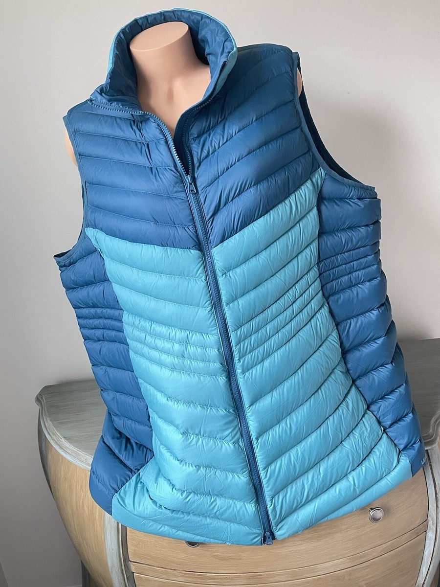 Lands End Women's Quilted Puffer Long Down Vest Teal Waters Size 3X Two Tone