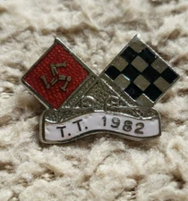 Rare Vintage TT Races Crossed Flags Badge 1982