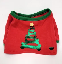 Build a Bear Workshop Promise Pets Dog Bone Tree Holiday T-Shirt, Red and Green