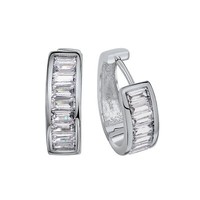 Creole Ohrring 925 Sterling Silber V Creolen 925/- Sterling Silber Zirkonia Weiß