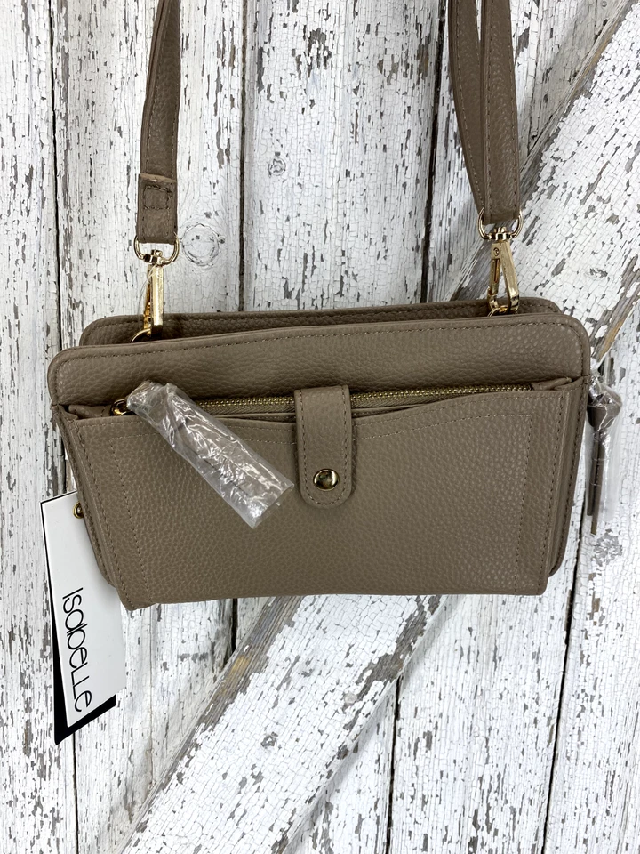 Bolso Bandolera o Muñequera Isabelle Cuero Vegano Pequeño Tostado Foto 2 de 4