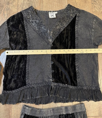 Papillon Black Gray Gothic Grudge Mourning Edwardian Skirt & Blouse Outfit Sz M - Picture 11 of 15