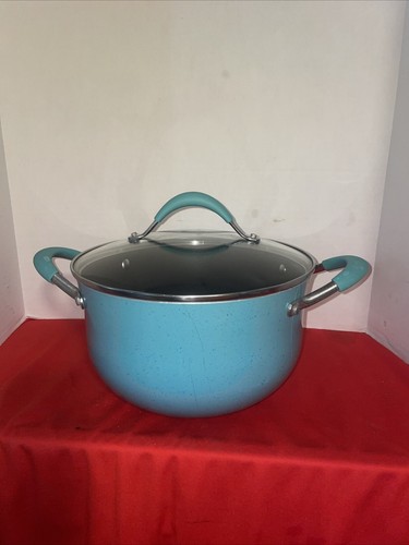 Pioneer Frau gesprenkelt türkis ~ Antihaftbeschichtet 5,5 Quart Dutch Oven Topf mit Deckel Siehe alle Bilder