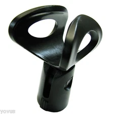 Black Flexible rubber adjustable mic holder clip for microphone stand NEW