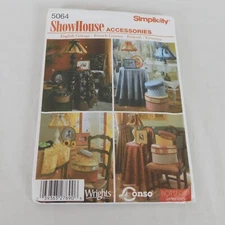 Simplicity Sewing Pattern 5064 Home Decor Accessories Tablecloth Lampshade Uncut