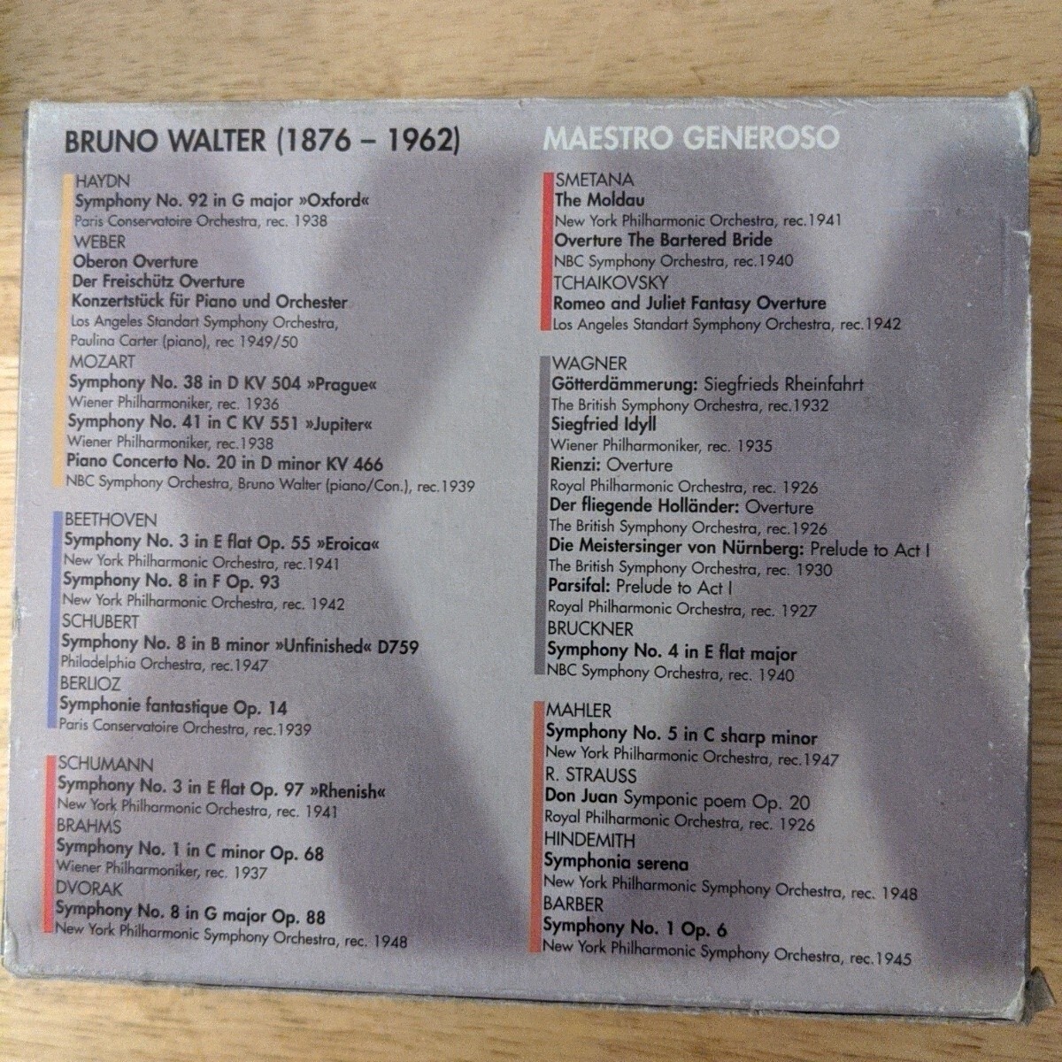 Bruno Walter Maestro Generoso 10 CD Box Set | eBay
