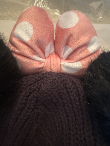 DISNEY X Love Your Melon MINNIE MOUSE BABY PINK & BLACK DOUBLE POM BEANIE HAT - Picture 8 of 9