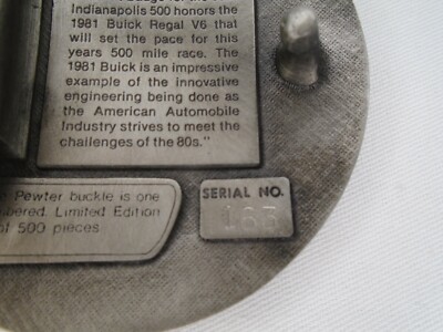1981 Indianapolis 500 Belt Buckle Limited Edition 163 of 500  display picture 3