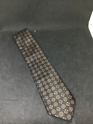 1901 Tie Classy Black And Bronze Flower Blend 59  Silk USA