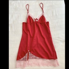 L'Agent by Agent Provocateur MARISELA Red Satin Pink Lace Slip Chemise XS NWOT