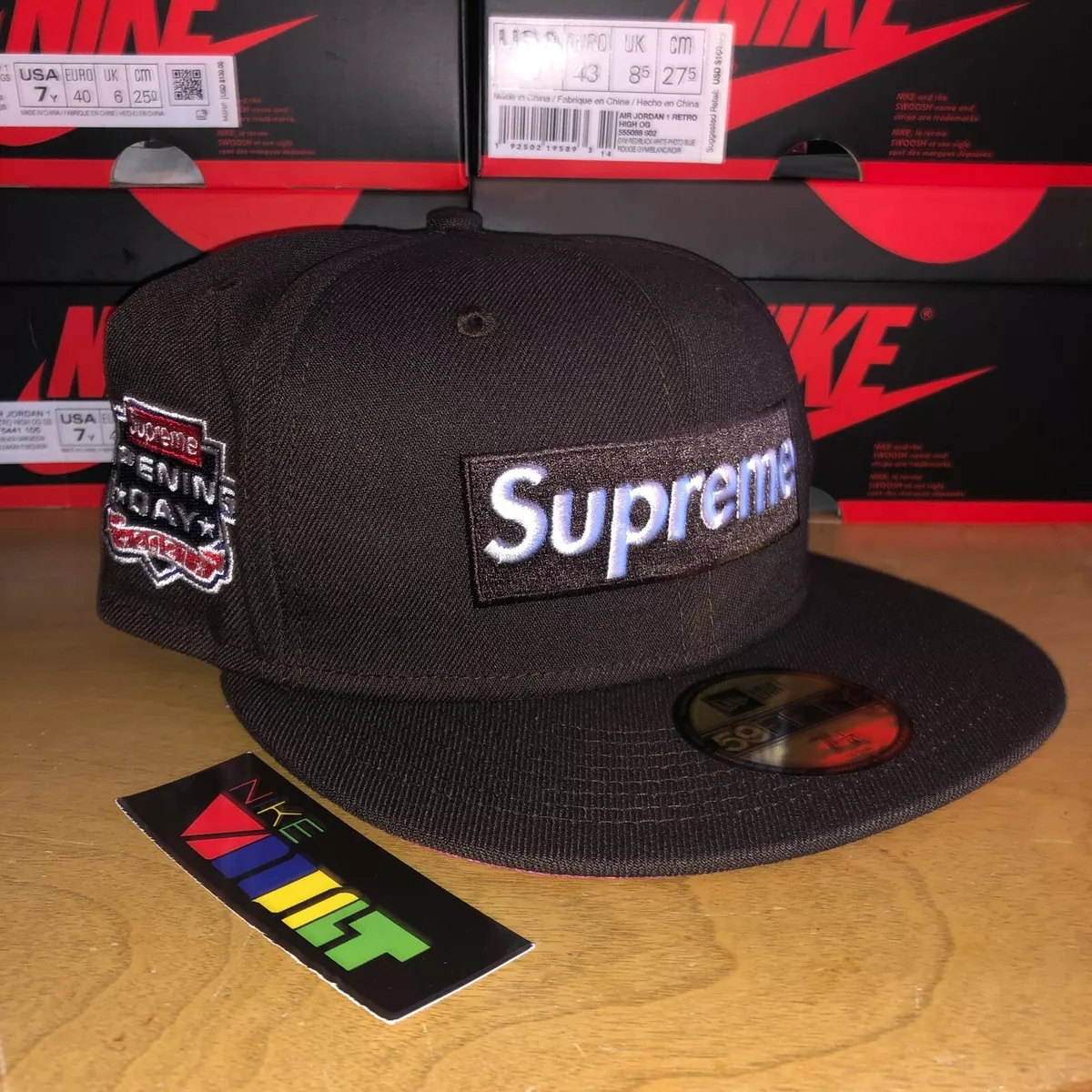 Supreme x New Era - No Comp Box Logo - Brown - 7 1/8 - NEW IN HAND FREE SHIP