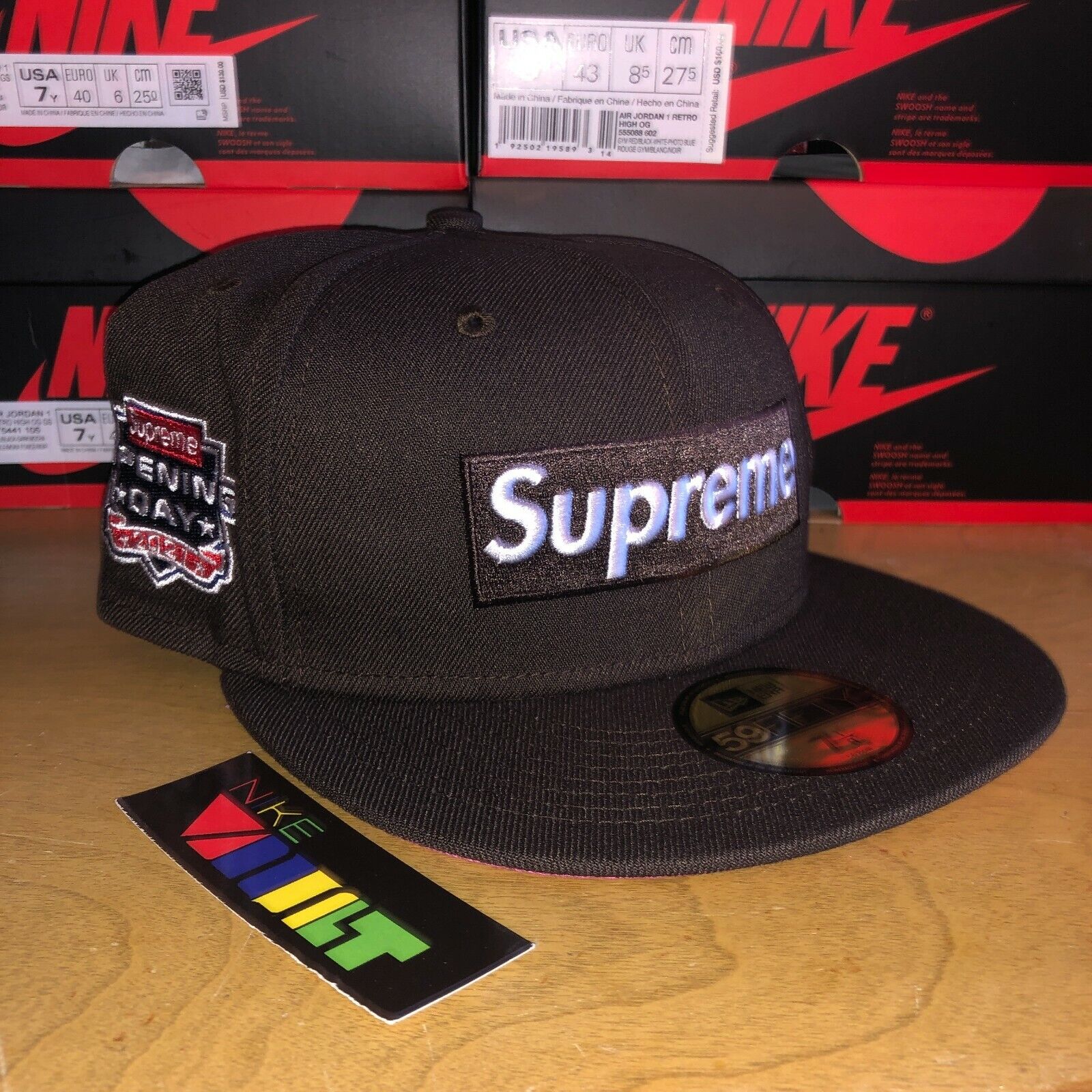 Supreme Box Logo NEW ERA Mesh Brown