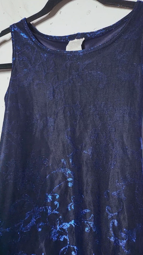 Abito vintage junior senza maniche blu scuro floreale scintillante 7 Y2K Fairygrunge - Video 1 di 1