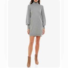 WAYF Morela Turtleneck Sweater Dress in Grey