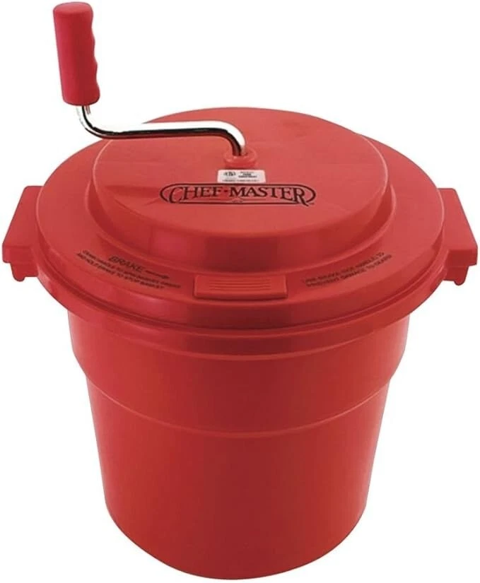 Chef Master 90005 5 Gal Salad Spinner | Built-in Braking System | Hand Powered