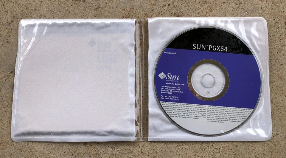 SUN PGX64 Software CD DVD - FREE SHIPPING - Image 2 of 2