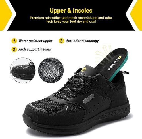 FitVille Men's Safety Trainers Composite Toe Cap Lightweight Work Shoes Non-slip - Picture 15 of 44