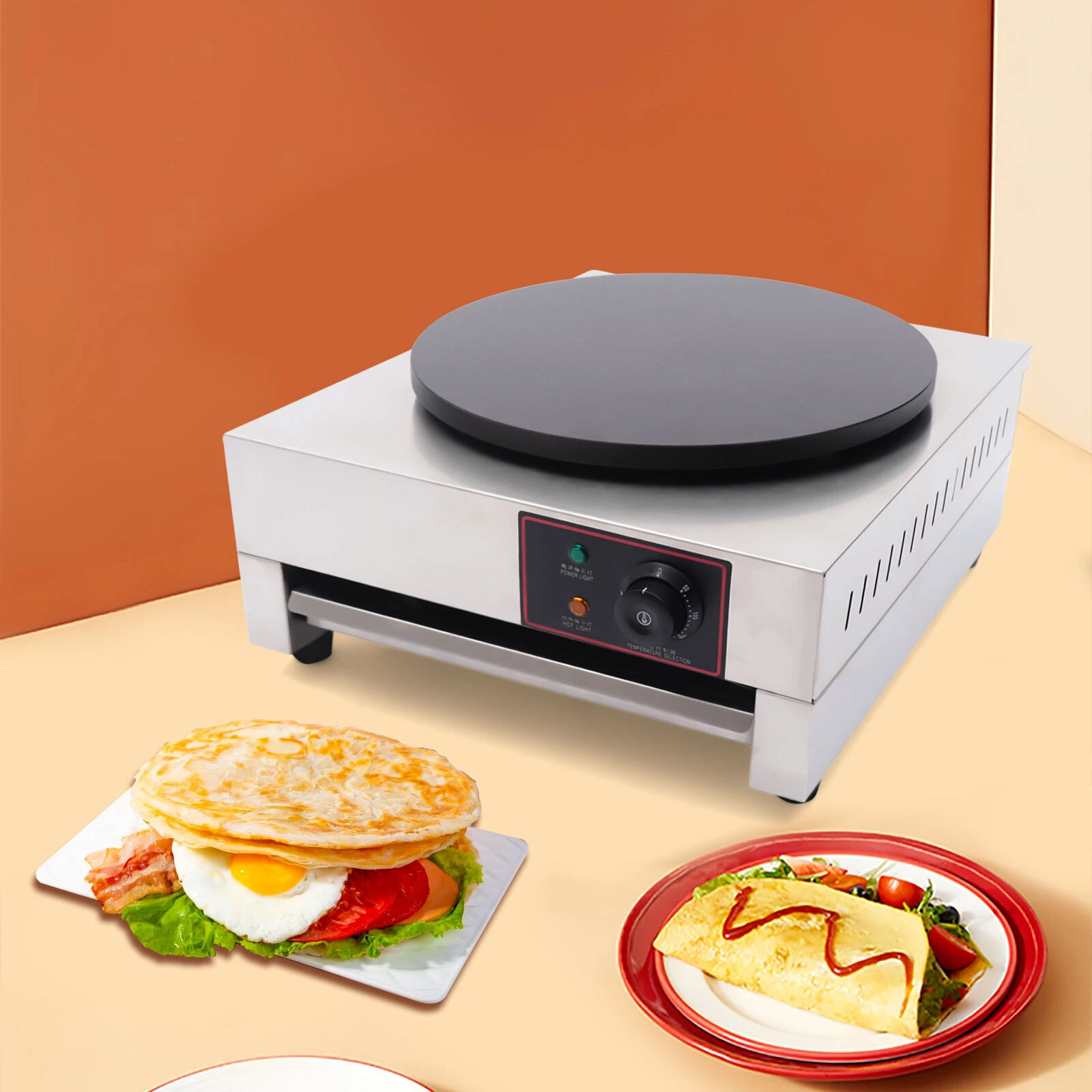 40cm 16'' Crepe Maker Pancake Machine Hotplate Nonstick Griddle Commercial Steel