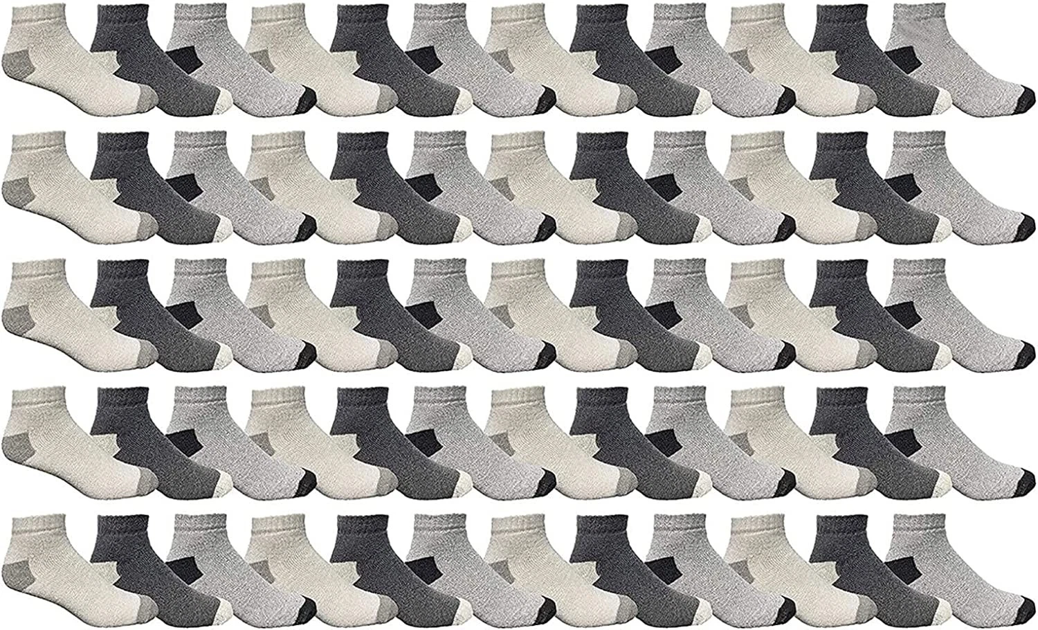 60 Pack SOCKS'NBULK Sport Cotton Unisex Crew Socks, Ankle Socks, Value Deal