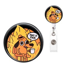 Badge Reel, Funny Badge Holder, Cute Badge Clip for Nurse, This is Fine Dog R...