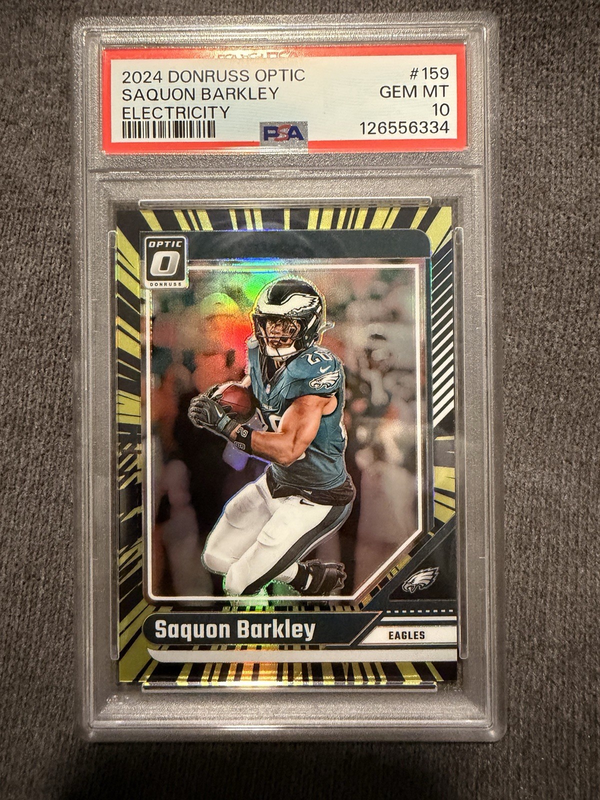 2024 Panini Donruss Optic Saquon Barkley #159 Electricity Prizm /75 PSA 10