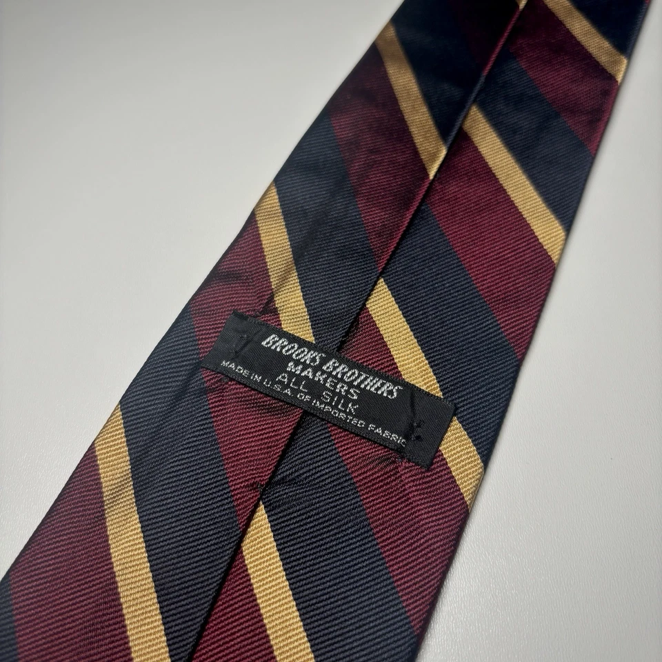 Corbata Brooks Brothers Silk Makers & Merchants rojo dorado a rayas para hombre de colección Foto 2 de 4