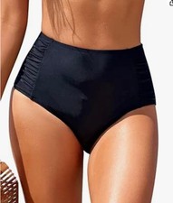Shekini womens black ruched side bikini bottoms Size M