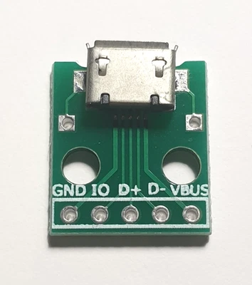 Micro USB Breakout Board - USB Socket - Silver / Black - 5 Pin - UK Free P&P - Image 1 of 4