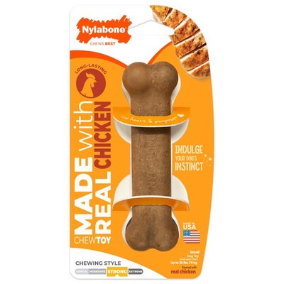 Nylabone Strong Chew Chicken Flavor Dog Bone Toy for Small Dogs Up to 25 lb