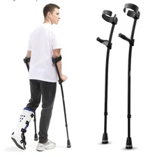 NEW HEALTHBAZAAR 1 Pair Adjustment Adult Forearm Crutches with Ergonomic Handles