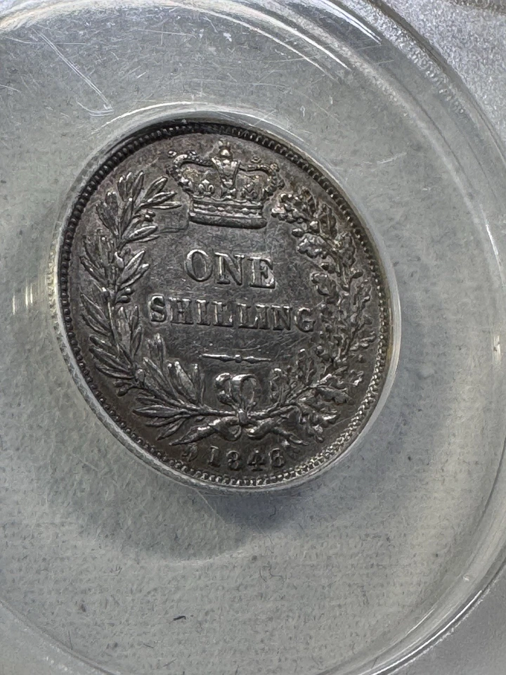 1848/6 Great Britain 1 Shilling Silver Coin Graded VF 30 by ANACS - Image 3 of 4