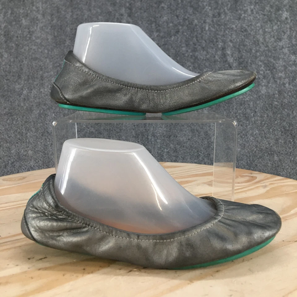 Corbatas Zapatos Mujer 5 Informales Sin Cordones Cómodos Ballet Pisos Cuero Gris Metálico Foto 2 de 4