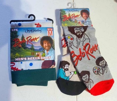 NEW! BOB ROSS Joy of Painting BOXERS Medium & 2 Pair SOCKS Mens 8-12 Women 9-14