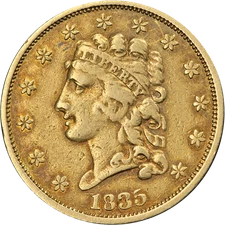 1835 Classic Head Gold $2.50 Nice VF+ Nice Eye Appeal Nice Strike