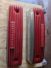 Offenhauser Valve Cover. Cast Polished Aluminum And Red Tops