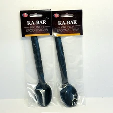 KA-BAR SET OF 2 Krunch Spoon-Straw Black Polymer Creamid 9924 USA