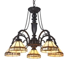 Chloe Lighting Belle Tiffany-Style 5 Light Mission Large Chandelier 27`` Wide