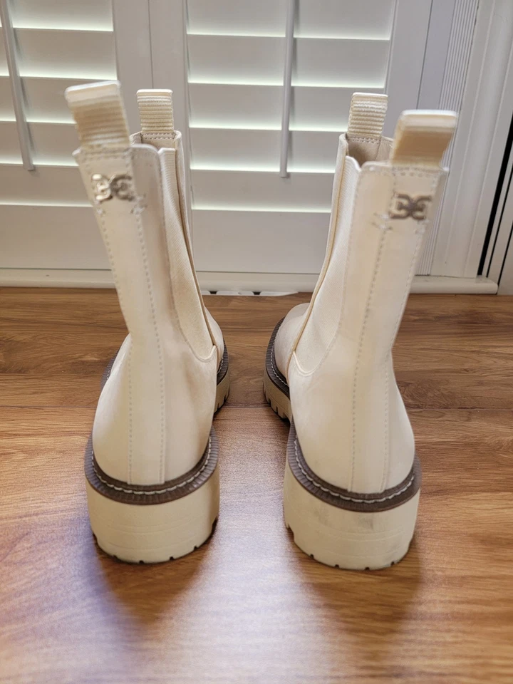 Botas Cheslsea de cuero impermeables Sam Edelman para mujer color crema talla 8M Foto 4 de 4
