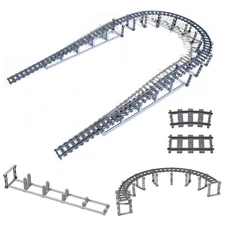 City Train Tracks Building Block Set, 212 Pcs Flexible Rails Train Track Rail...