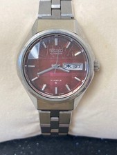 SEIKO Ladies Automatic Watch Wine Red Dial 21 Jewels Vintage SA1006