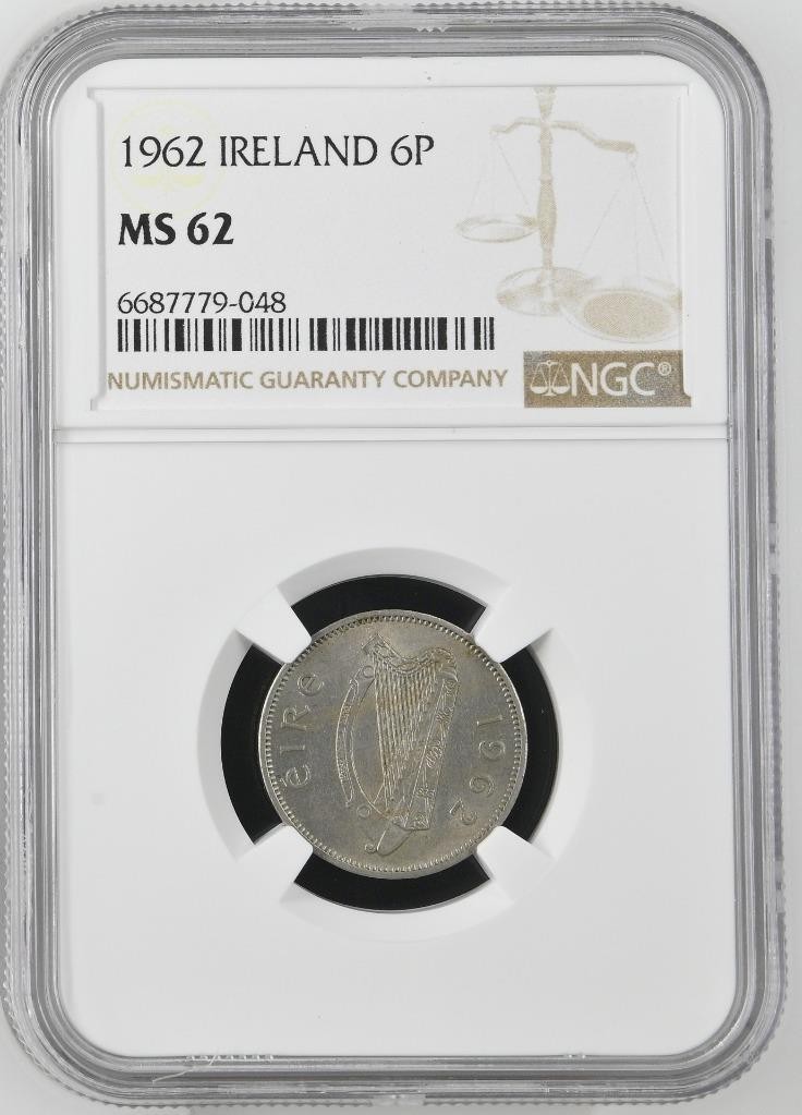 Ireland 6 Pence 1962 NGC MS 62