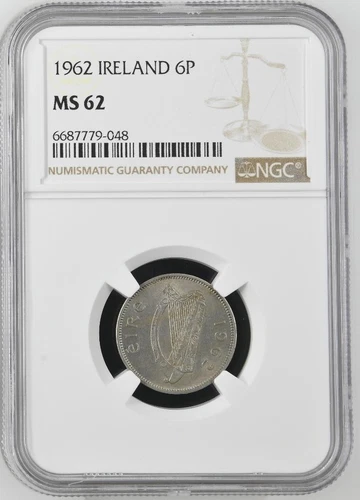 Ireland 6 Pence 1962 NGC MS 62