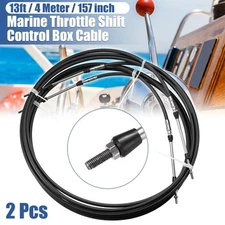 2pcs 13ft 157Inch Marine Type Shift Remote Control Box Cable for Yamaha Black