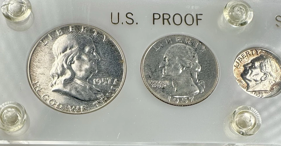 1957-P U.S. Mint 5-Coin Silver Year Set – Gem BU – White Capital Holder - Image 2 of 4