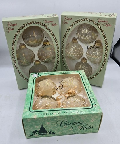 3er Set - Vintage Weihnachten von Krebs Weihnachtsbaum, 3 Könige Glasschmuck