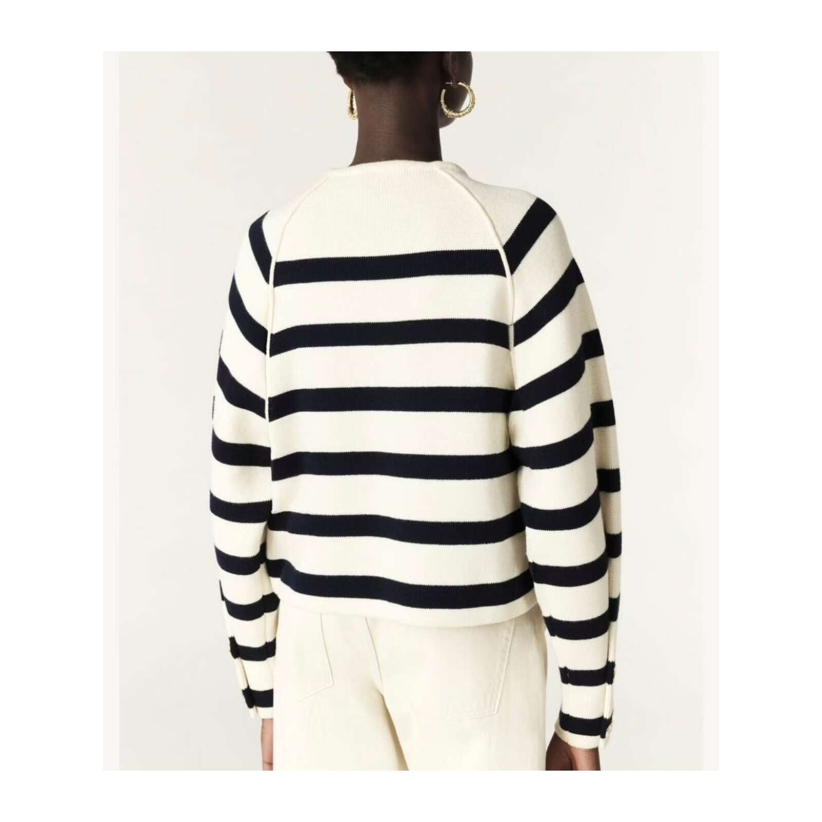 Ba&sh Massimo Lady Cardigan in Ecru Navy Cream Stripe Size 2 / Medium image 8