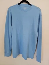 Saddlebred Comfort Flex Men's Large Blue Thermal Shirt Crew Neck Long Sleeve