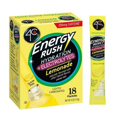 4C Energy Rush PSD with Electrolytes 18ct Lemonade, 0.22 Ounce (Pack of 18)