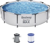 Bestway Steel Pro Max Frame Pool-Set Mit Filterpumpe Ø 305 X 76 Cm Lichtgrau